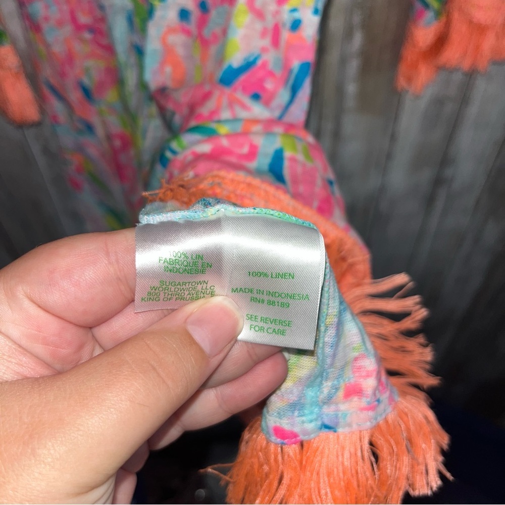 Lilly Pulitzer Getaway Coverup Dress in Fan Sea Pants 100% Linen - Picture 5 of 6